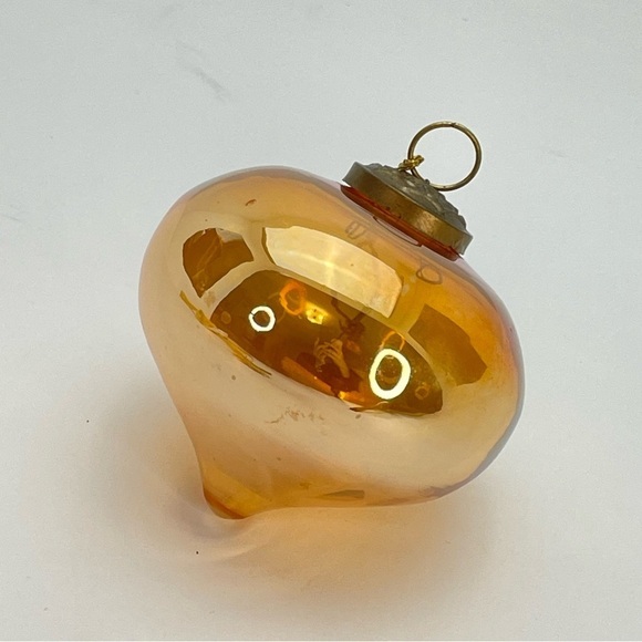 VINTAGE Kugel Style Marigold Teardrop Glass Christmas Tree Ornament - Picture 10 of 11